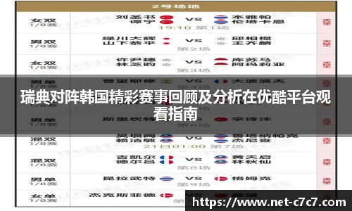 瑞典对阵韩国精彩赛事回顾及分析在优酷平台观看指南